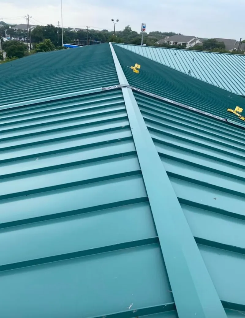 Green commercial metal roof ridge and valley for Metal Roof Repair in Moorestown